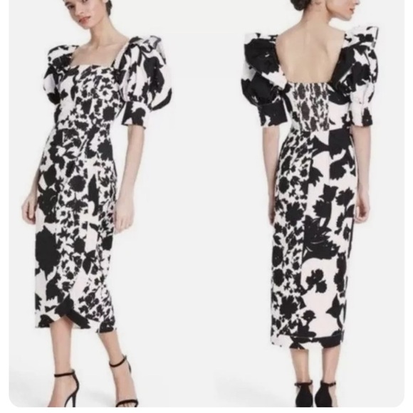Christopher John Rogers x Target Floral Puff Sleeve Faux Wrap Dress Size 4 NEW! - Picture 2 of 11